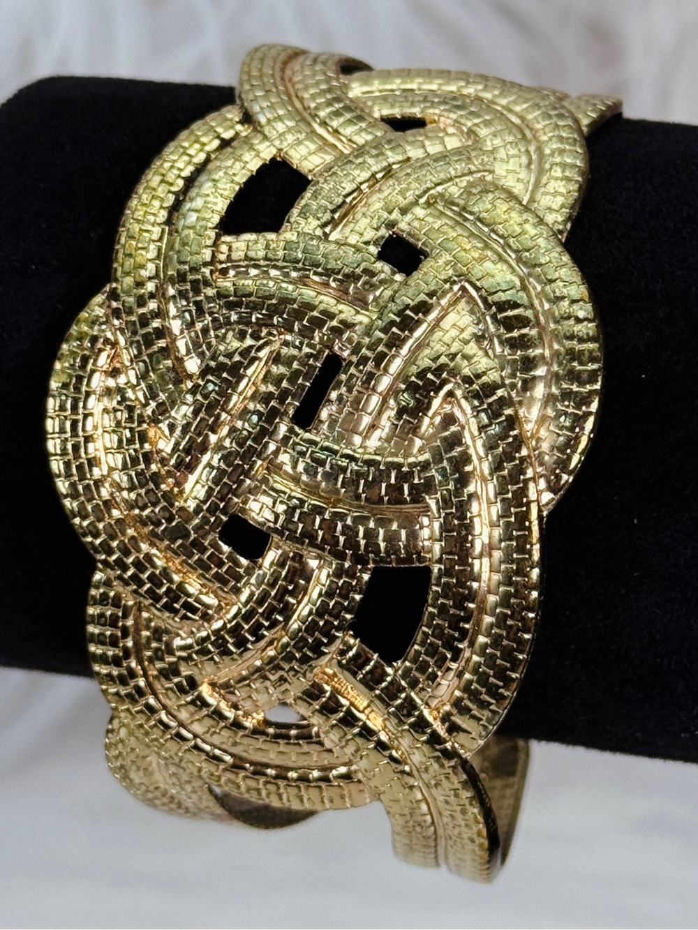 Vintage aged, goldtone, large cuff bracelet